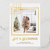 Modern Blok Foto Kerstmis Gepersonaliseerd Folie Feestdagenkaart (Voorkant)