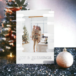 Modern Blok Foto Kerstmis Gepersonaliseerd Folie Feestdagenkaart
