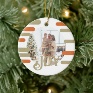 Modern Blok Foto Kerstmis Gepersonaliseerd Keramisch Ornament