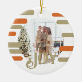 Modern Blok Foto Kerstmis Gepersonaliseerd Keramisch Ornament (Voorkant)