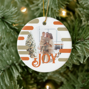 Modern Blok Foto Kerstmis Gepersonaliseerd Keramisch Ornament