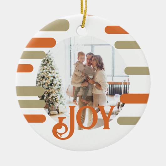 Modern Blok Foto Kerstmis Gepersonaliseerd Keramisch Ornament (Voorkant)