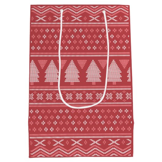 Modern blokachtig kerstboompatroon medium cadeauzakje (Achterkant)