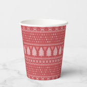 Modern blokachtig kerstboompatroon papieren bekers (Achterkant)