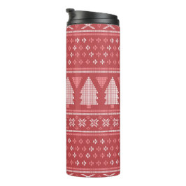 Modern blokachtig kerstboompatroon thermosbeker