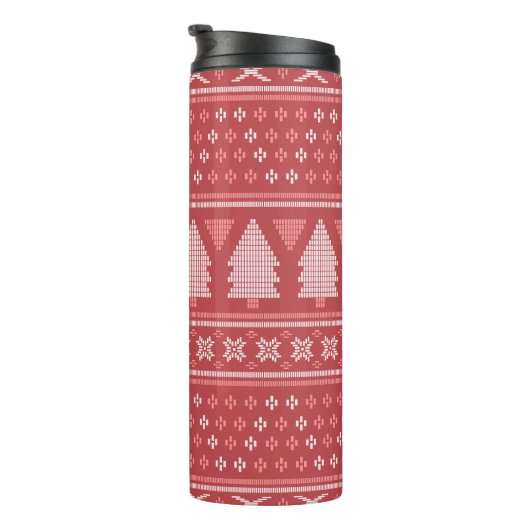 Modern blokachtig kerstboompatroon thermosbeker (Geroteerd rechts)