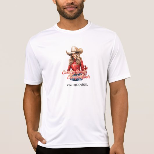 Modern  blond kerst cowgirl met pet t-shirt (Voorkant)