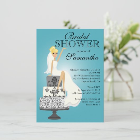 Modern Blonde Bridal Shower Kaart (Staand voorkant)