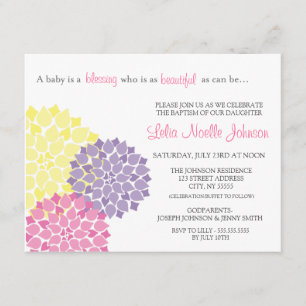 Modern Bloom Baby Baptism Christening Uitnodiging