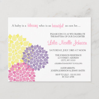 Modern Bloom Baby Baptism Christening Uitnodiging