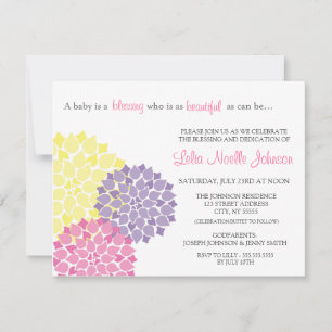 Modern Bloom Baby Dedication Blessing Invitation Kaart