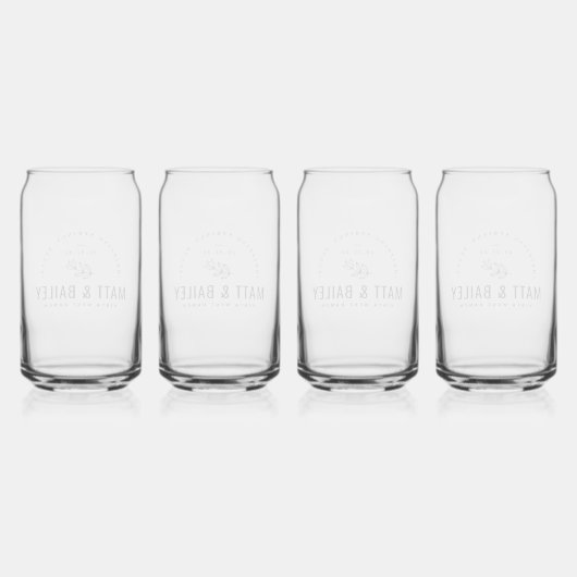 Modern Bloom Wedding Monogram Blikvorm Glas (Achterkant)