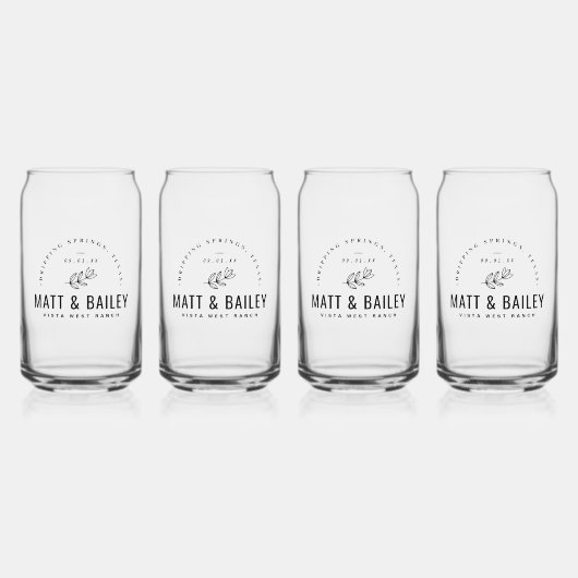 Modern Bloom Wedding Monogram Blikvorm Glas (Voorkant)