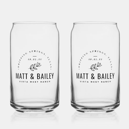 Modern Bloom Wedding Monogram Blikvorm Glas (Voorkant)