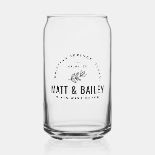Modern Bloom Wedding Monogram Blikvorm Glas