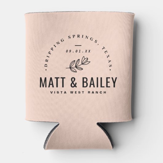 Modern Bloom Wedding Monogram | Blush Blikjeskoeler (Voorkant)