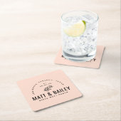 Modern Bloom Wedding Monogram | Blush Kartonnen Onderzetters (Insitu)