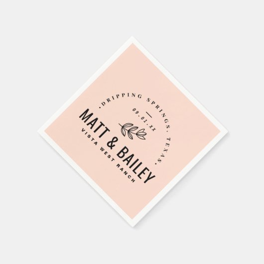 Modern Bloom Wedding Monogram | Blush Napkins Servet (Hoek)