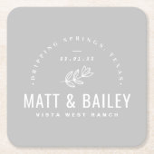 Modern Bloom Wedding Monogram | Grijs Kartonnen Onderzetters (Voorkant)