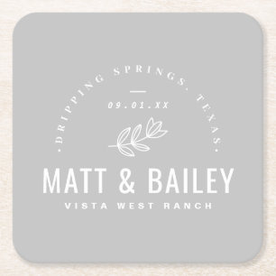 Modern Bloom Wedding Monogram   Grijs Kartonnen Onderzetters