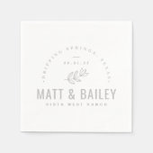 Modern Bloom Wedding Monogram | Grijs Servet (Voorkant)