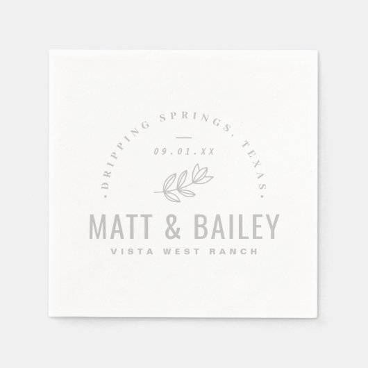 Modern Bloom Wedding Monogram | Grijs Servet (Voorkant)