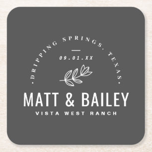 Modern Bloom Wedding Monogram Kartonnen Onderzetters