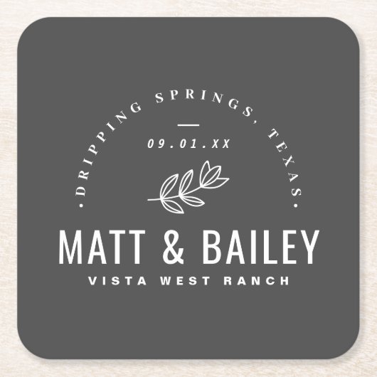 Modern Bloom Wedding Monogram Kartonnen Onderzetters (Voorkant)