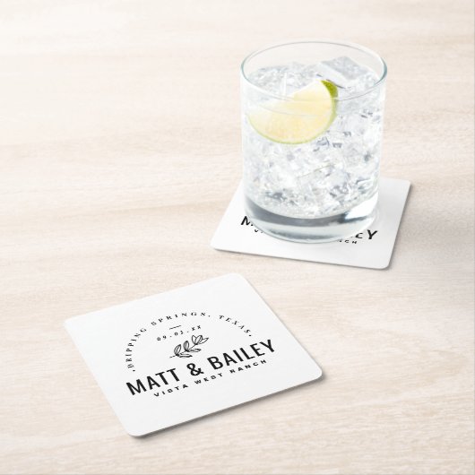 Modern Bloom Wedding Monogram Kartonnen Onderzetters (Insitu)