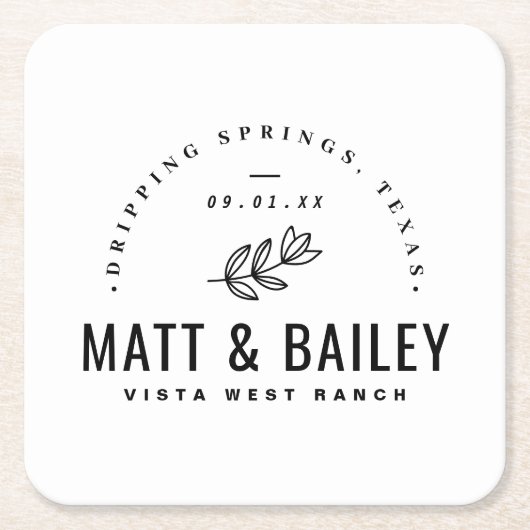 Modern Bloom Wedding Monogram Kartonnen Onderzetters (Voorkant)