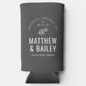 Modern Bloom Wedding Monogram | Koolstof Seltzer Blikjeskoeler (Voorkant)