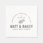 Modern Bloom Wedding Monogram | Koolstof Servet (Voorkant)