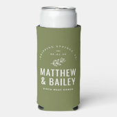 Modern Bloom Wedding Monogram | Olijfgroen Seltzer Blikjeskoeler (Seltzer Voorkant)