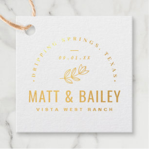 Modern Bloom Wedding Monogram Real Gold Foil Bedankjes Labels