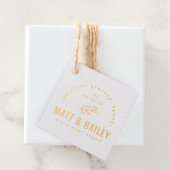 Modern Bloom Wedding Monogram Real Gold Foil Bedankjes Labels (Met doos)