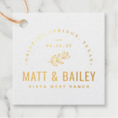 Modern Bloom Wedding Monogram Real Gold Foil Bedankjes Labels (Voorkant)