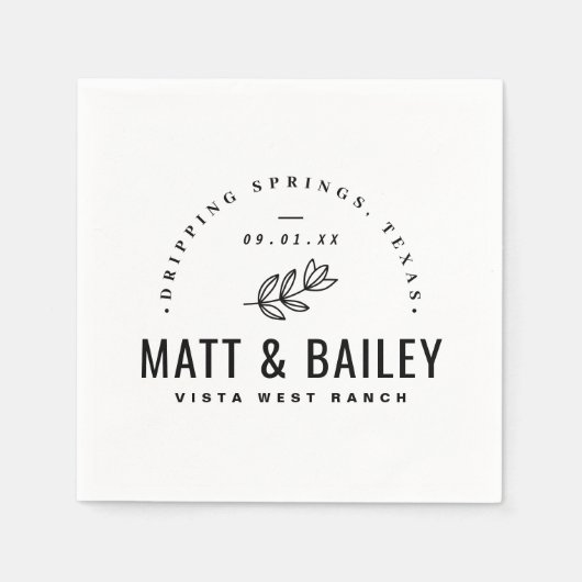 Modern Bloom Wedding Monogram Servet (Voorkant)