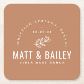 Modern Bloom Wedding Monogram | Terra Cotta Kartonnen Onderzetters (Voorkant)