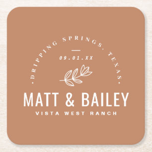 Modern Bloom Wedding Monogram   Terra Cotta Kartonnen Onderzetters
