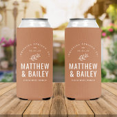 Modern Bloom Wedding Monogram | Terra Cotta Seltzer Blikjeskoeler