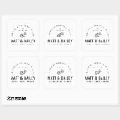 Modern Bloom Wedding Monogram Vierkante Sticker (Vel)