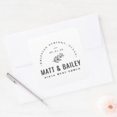 Modern Bloom Wedding Monogram Vierkante Sticker (Envelop)