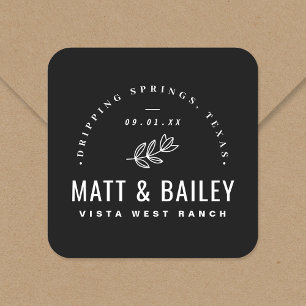 Modern Bloom Wedding Monogram Vierkante Sticker