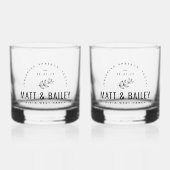 Modern Bloom Wedding Monogram Whisky Glas (Voorkant)