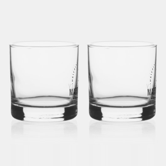 Modern Bloom Wedding Monogram Whisky Glas (Rechts)
