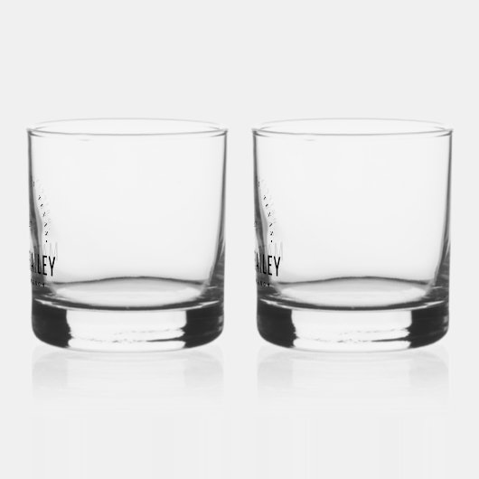 Modern Bloom Wedding Monogram Whisky Glas (Links)