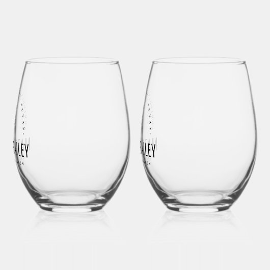 Modern Bloom Wedding Monogram Wijnglas Zonder Voet (Links)