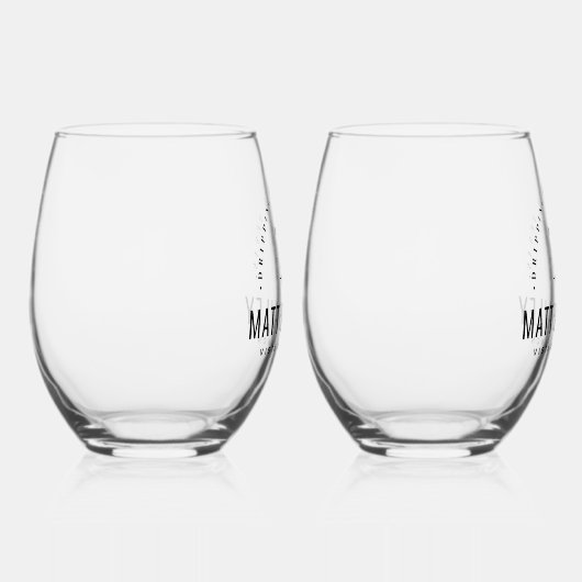 Modern Bloom Wedding Monogram Wijnglas Zonder Voet (Rechts)