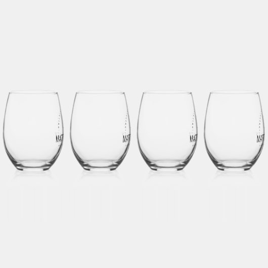 Modern Bloom Wedding Monogram Wijnglas Zonder Voet (Rechts)