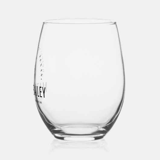 Modern Bloom Wedding Monogram Wijnglas Zonder Voet (Links)